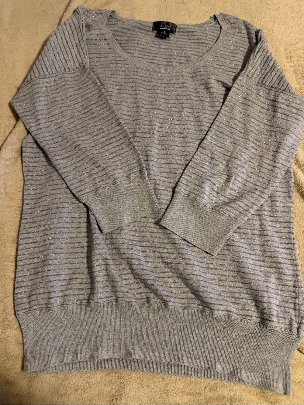 Oh Baby by Motherhood Maternity Gray Metallic Shimmer Stripe Sweater L